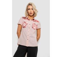 Блуза в горошок з принтом, колір персиковий, 230R7215