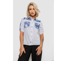 Блуза в горошек с принтом, цвет белый, 230R7215-1