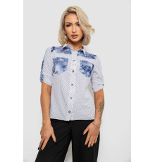 Блуза в горошек с принтом, цвет белый, 230R7215-1