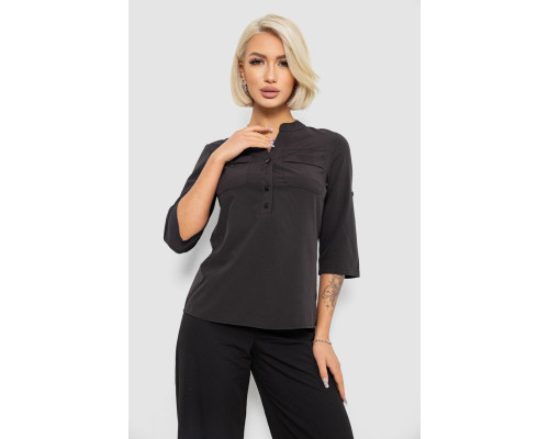 Блуза однотонна, колір чорний, 230R97-1
