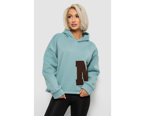 Худі жіночий з капюшоном на флісі, колір світло-оливковий, 257R335