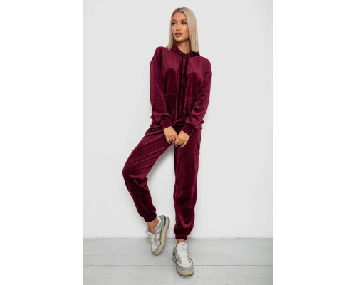 Спортивний костюм жіночий велюровий, колір бордовий, 241R1530-5