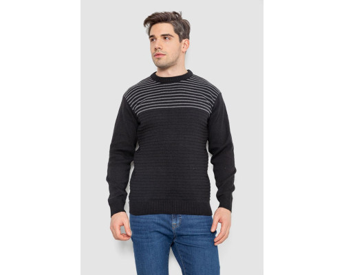 Свитер мужской в полоску, цвет черный, 161R1029