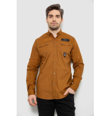 Сорочка чоловіча однотонна з принтом, колір коричневий, 186R01