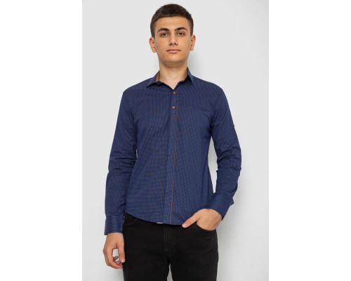 Рубашка мужская с принтом, цвет синий, 214R7031