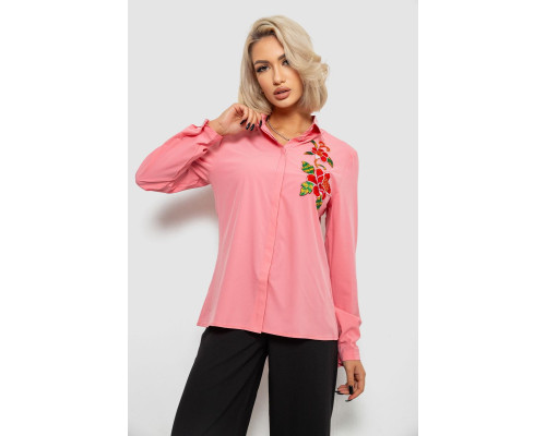 Рубашка женская классическая с аппликацией, цвет розовый, 230R014