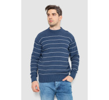 Свитер мужской в полоску, цвет джинс, 161R1057