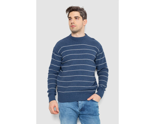 Светр чоловічий в смужку, колір джинс, 161R1057