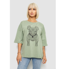 Футболка жіноча з принтом, колір світло-оливковий, 244R3008