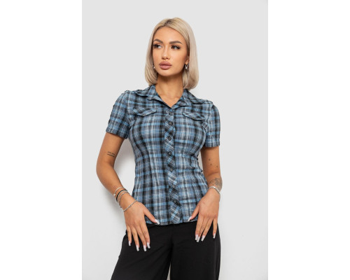 Сорочка жіноча в клітинку, колір синій, 230R065