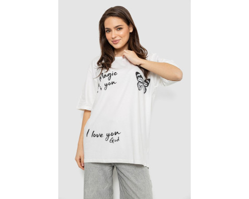 Футболка женская с принтом, цвет молочный, 244R3006