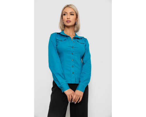 Рубашка женская однотонная, цвет бирюзовый, 230R068