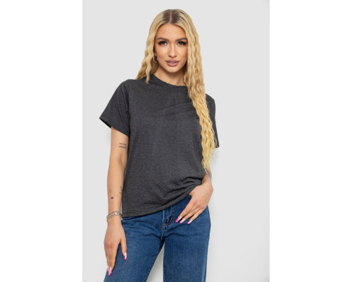 Футболка жіноча однотонна, колір темно-сірий, 238R111