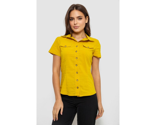 Рубашка женская однотонная, цвет горчичный, 230R068-1
