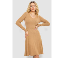 Сукня трикотажна з оборкою, колір бежевий, 230R0113