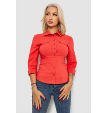 Рубашка женская однотонная, цвет коралловый, 230R068-3