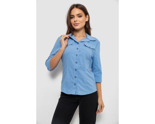 Рубашка женская однотонная, цвет джинс, 230R068-5