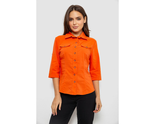 Рубашка женская однотонная, цвет оранжевый, 230R068-5