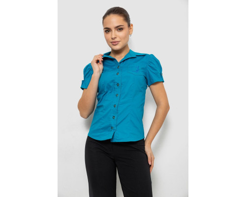 Рубашка женская однотонная, цвет бирюзовый, 230R070