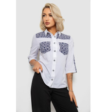 Рубашка классическая с принтом, цвет бело-синий, 230R7214