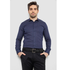 Сорочка чоловіча однотонна з принтом, колір темно-синій, 186R2097