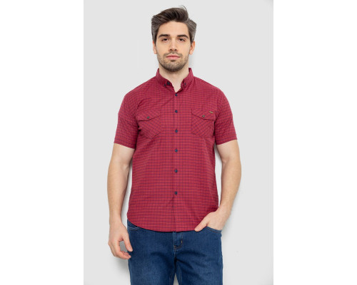 Сорочка чоловіча в клітинку, колір бордовий, 186R6918-10