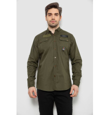 Сорочка чоловіча однотонна з принтом, колір хакі, 186R01