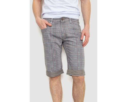 Шорти чоловічі в клітинку, колір сіро-бежевий, 244R31-222