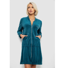 Халат жіночий велюровий на блискавці, колір смарагдовий, 257R1022