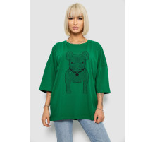 Футболка женская с принтом, цвет темно-зеленый, 244R3008