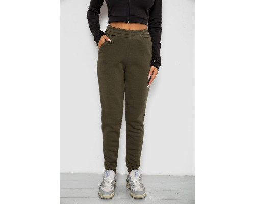 Спортивні штани жіночі на флісі, колір хакі, 238R57013