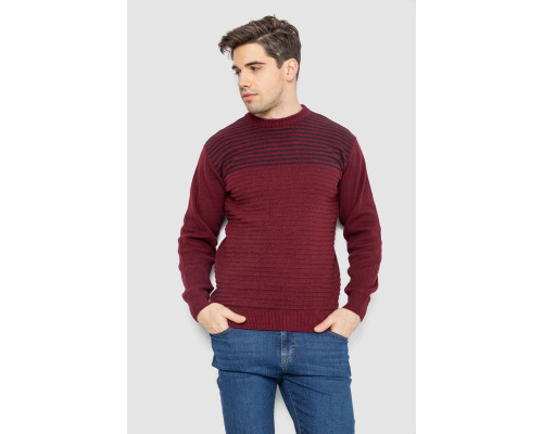 Светр чоловічий в смужку, колір бордовий, 161R1029