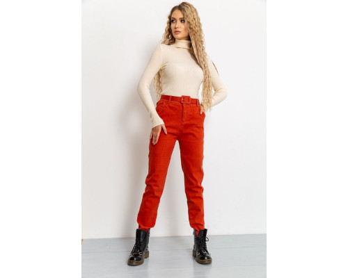 Брюки женские с ремнем, цвет терракотовый, 131R111