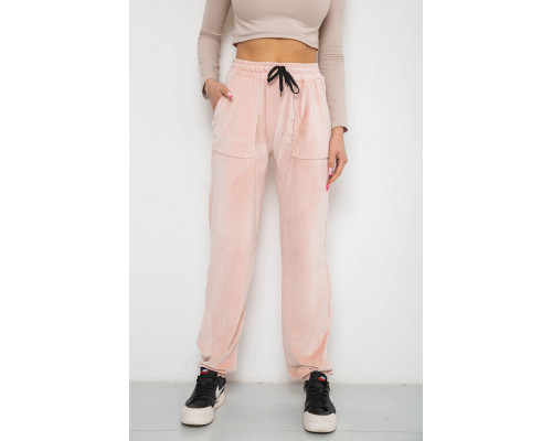Штани жіночі велюрові, колір пудровий, 238R58168
