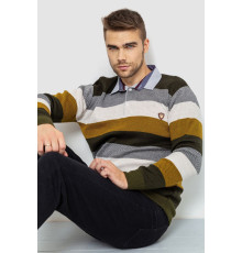 Светр-обманка чоловічий в смужку, колір бежево-гірчичний, 161R901-1