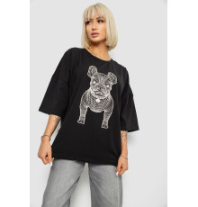 Футболка жіноча з принтом, колір чорний, 244R3008