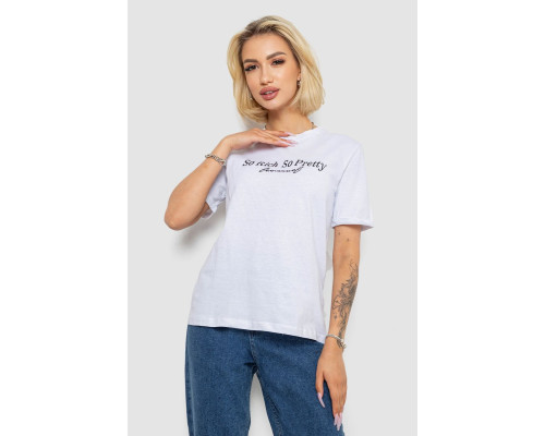 Футболка жіноча з принтом, колір біло-чорний, 238R57399