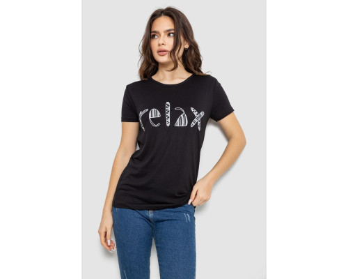 Футболка женская с принтом, цвет черный, 244R610