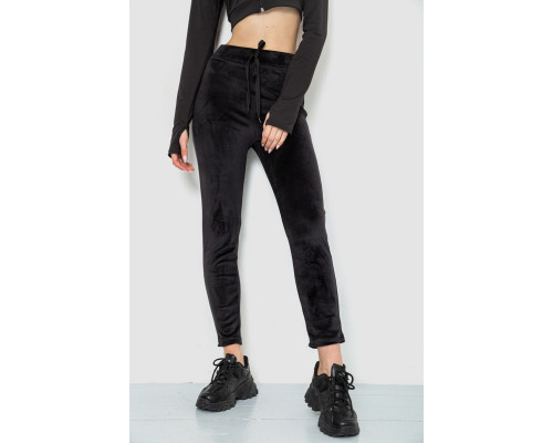 Спорт штани женские велюровые, цвет черный, 244R5569