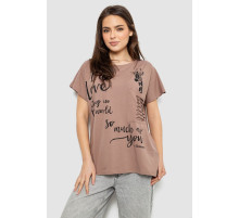 Футболка жіноча з принтом, колір мокко, 244R3011