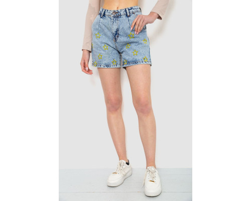 Шорти джинсові жіночі, колір блакитний, 244R0504