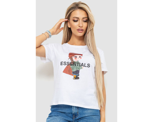 Футболка жіноча з принтом, колір білий, 221R3016