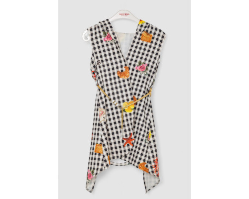 Кардиган в комплекте с лонгсливом для девочек, цвет черно-молочный, 247R1001