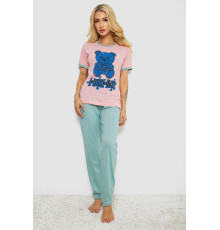 Піжама жіноча з принтом, колір рожевий, 243R30022