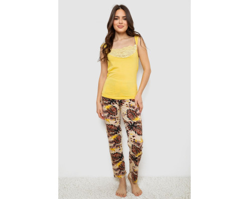 Пижама женская с принтом, цвет желтый, 243R1484-029