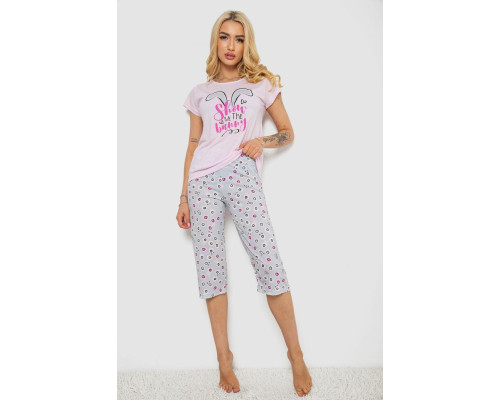 Піжама жіноча з принтом, колір рожевий, 243R7078