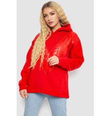 Худи женский на флисе трехнитка, цвет красный, 102R7713