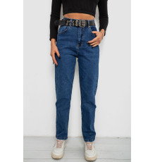 Джинси жіночі однотонні MOM, колір синій, 244R001115