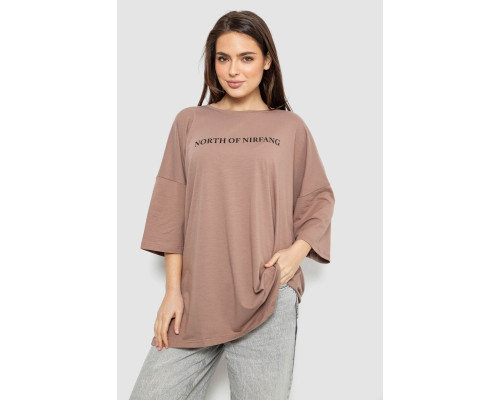 Футболка жіноча з принтом, колір мокко, 244R3013