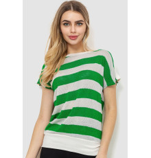 Кофта жіноча в смужку, колір біло-зелений, 244R0262